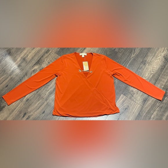 Michael Kors Woman’s Medium Rust Long Sleeve Blouse - Picture 3 of 6